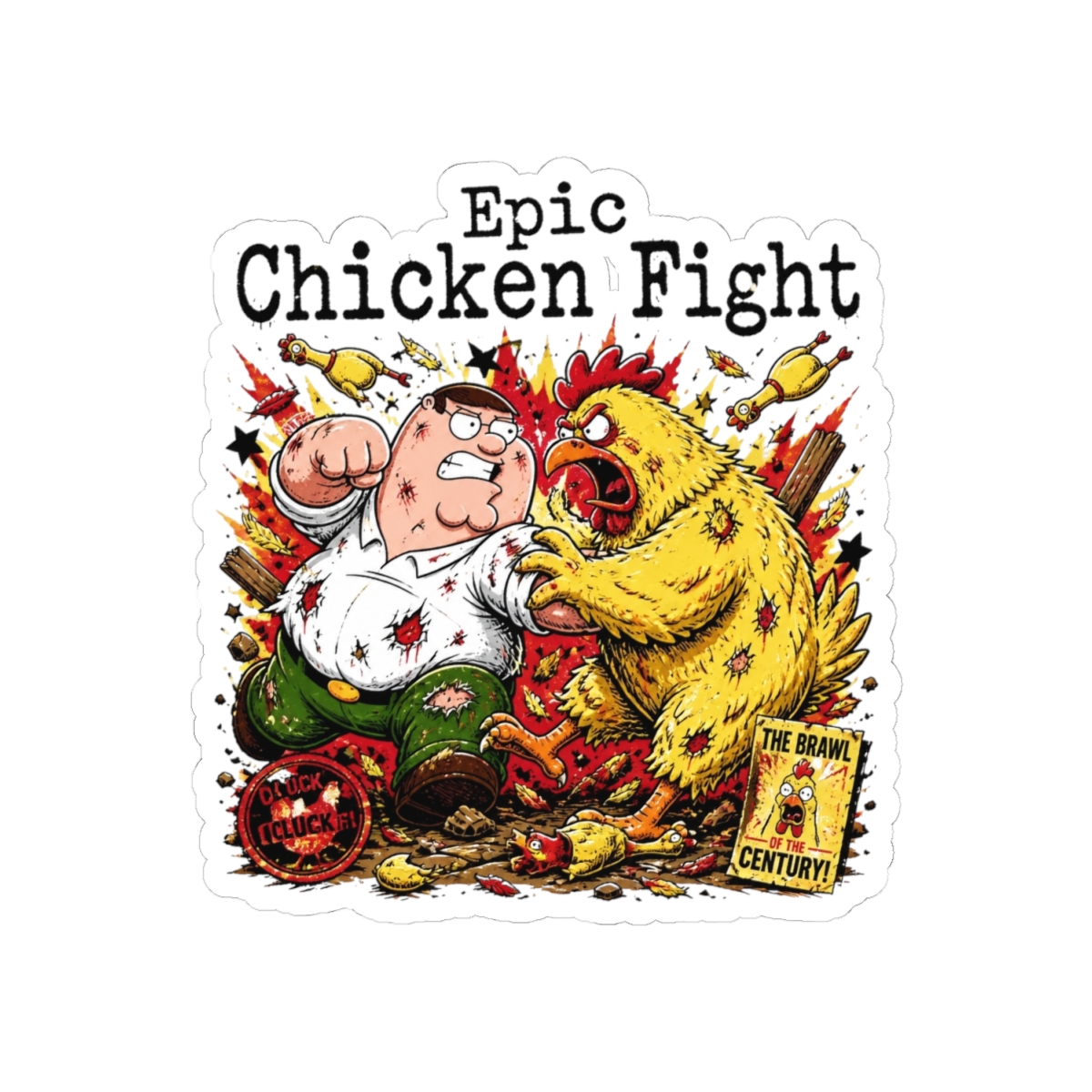 Family Guy "Epic Chicken Fight" Sticker - alternate angle 2, merchandise